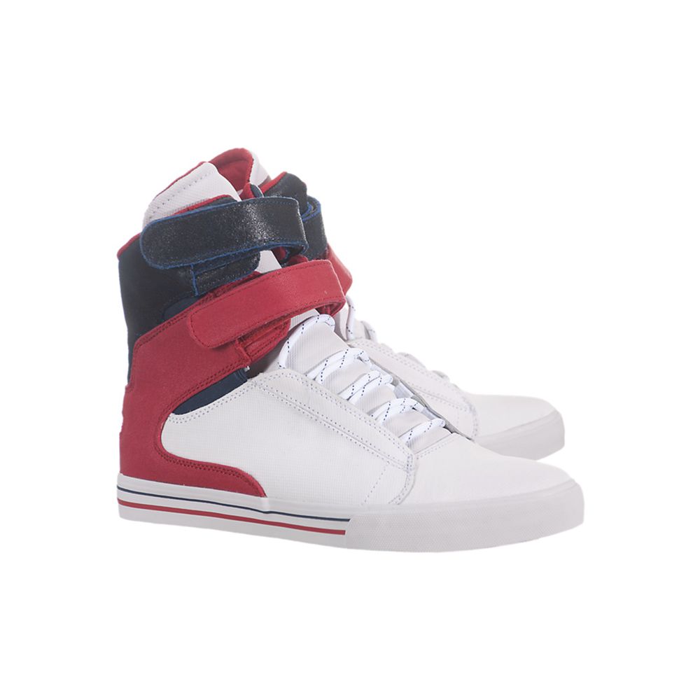 Baskets Montantes Supra Society Multicolore White/Red-Navy-White Homme | MKT-16958119